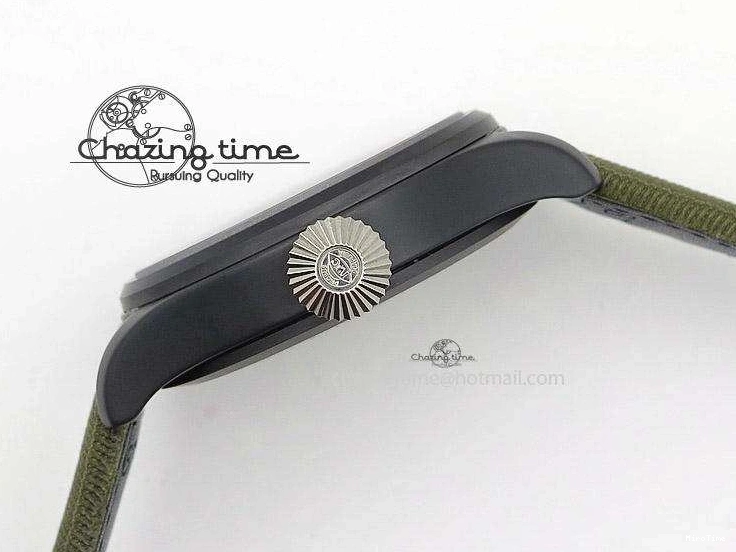 MIROTIME 0309 Big Pilot Top Gun Miramar PVD Plated Titanium on Green Nylon Strap A23J Refined 7398